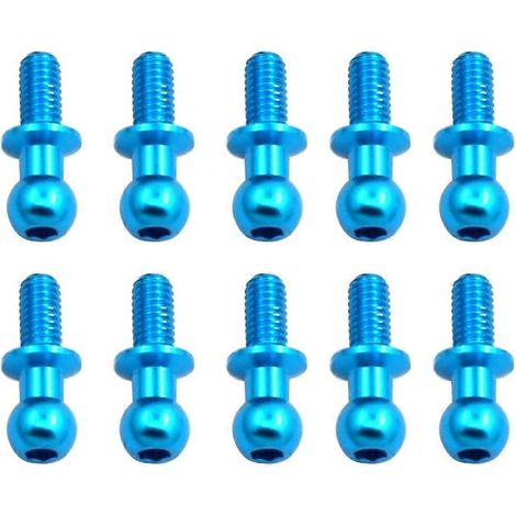 Vis TT01 TT02 Bleu M3 x10, Lot de 10 Vis à Tête Hexagonale Sphérique en Métal pour Châssis RC, Quincaillerie de Précision (1/5)