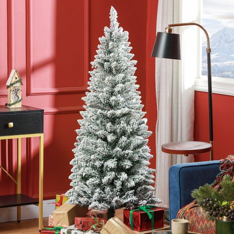Árbol de Navidad Artificial Nevado 150 cm con 317 Ramas y Soporte de Metal Árbol de Navideño para Salón Interior Verde (1/5)