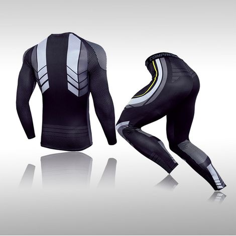 Combinaison Homme Sport 2 Pièces Respirante Anti Transpiration avec Protection Gel pour Entraînement Intense TK174 (1/5)
