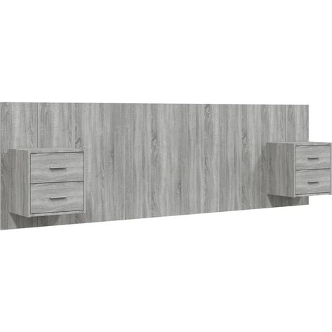 Maison Exclusive - Testiera Letto con Comodini in Legno Multistrato Grigio Sonoma