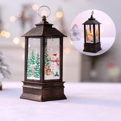 Lanterne De Noel - LED - Plastique - Pour Decoration Interieure Et Exterieure - 20 cm x 7,5 cm - 1 Unite (1/3)