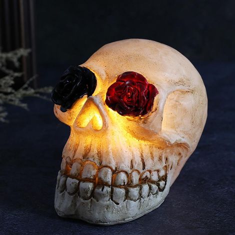Lampe torche tête de mort d'Halloween, lampe bougie LED, lampe à huile portable, décoration de bureau pour bar/escape room, blanche A (1/5)