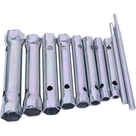 Lot de 10 Clé à Bougie 6 à 22 mm, Clés à Tubes, Clés Tubulaires Cle a Pipe pour Visser la Bougie, Démontage/Montage de Robinetterie et Mitigeurs (1/4)