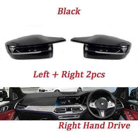 M4-Style-Rückspiegelkappen in Carbonfaser/Schwarz für BMW 3er, 4er, 5er, 7er, 8er (G20, G21, G28, G30, G38, G11, G12, G15, G16) – M4-Style, Linkslenker/Rechtslenker – Schwarz