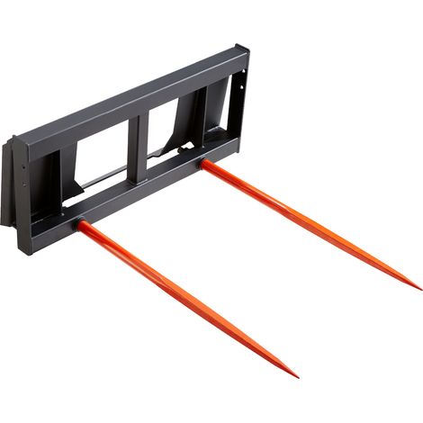 VEVOR Raccoglitrice per Balle di Fieno Capacita di Carico max. 1360kg Forca per Balle 2 Denti, Forche Chiodate Attacco per Benna con 2 Stabilizzatori 125 mm per Trattori, Minipale, Agricoltori, Campi