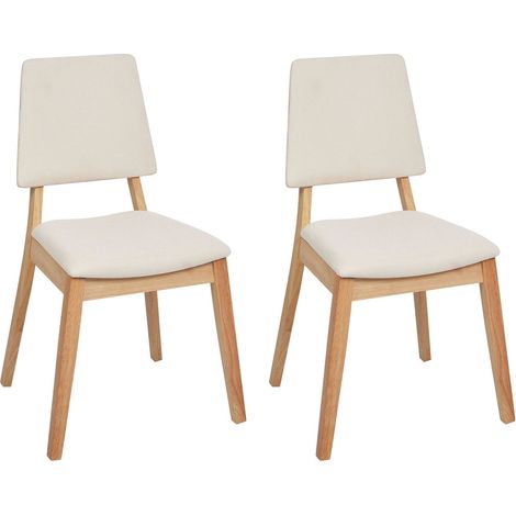 Set of 2 Dining Chairs MERRILL Wood Light Beige