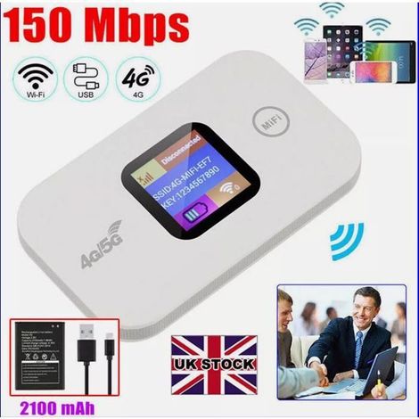 Routeur WiFi Portable - MARQUE - 4G/5G LTE - Autonomie 15h - Connecte 10 appareils - Écran LCD 1.44\"
