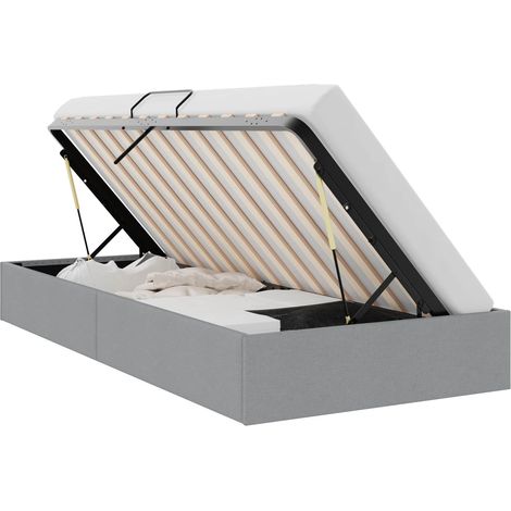 Storage Bed with Storage Light Grey 203 x 100 cm Fabric vidaXL (1/5)