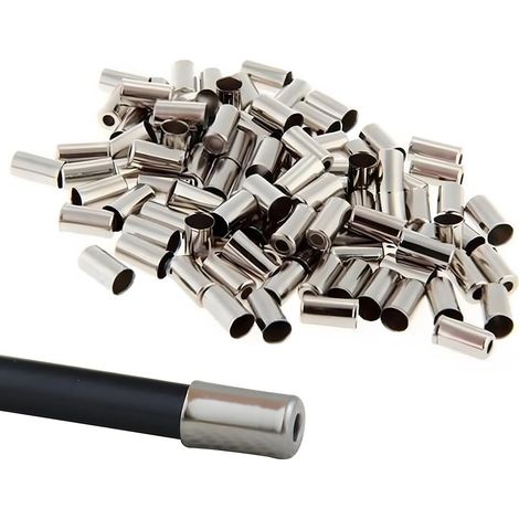 Embouts Câble Frein Vélo - Lot 100 - Métal - Diamètre 5mm - Pour Gaine Et Transmission (1/5)