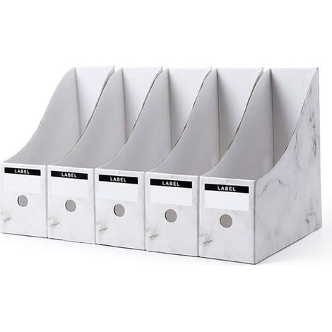Pack Porte-revues, présentoir à magazines, boîte de rangement, organiseur, papier A4, porte-revues pour bureau, école, maison (blanc) (1/4)