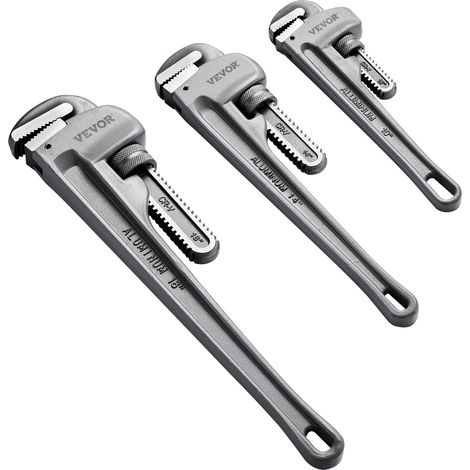 Clé Serre Tubes Droite 3PCs 24,5/32/46 cm, Tuyau à Griffe en Aluminium, Clé de Plomberie Réglable, avec Mâchoire Haute Résistance et Poignée Ergonomique, pour Conduites d'Eau, Réparations Auto (1/5)