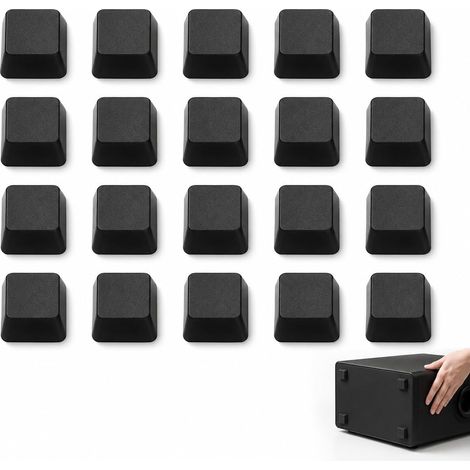 20 x Self-Adhesive Rubber Feet Bumper, Adhesive Rubber Foot 20 x 20 x 8 mm (Trapezoidal), Black, Anti-Shock Pads for Cabinet, Door, Drawer, Computer, Speaker, Keyboard (1/5)