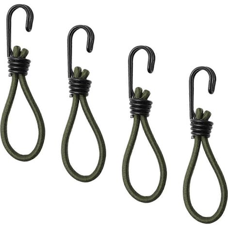 Set mit 4 Mini-Gummiseilen mit Haken, starke elastische Spannung, für Zelte und Campingmarkisen (1/5)