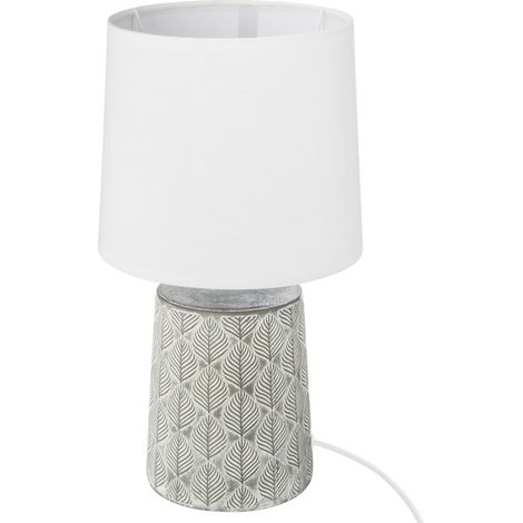 Niedliche Tisch - und Schreibtischlampe mit dekorativem Keramikfuß, grau 21 x 35 cm, Atmosphera