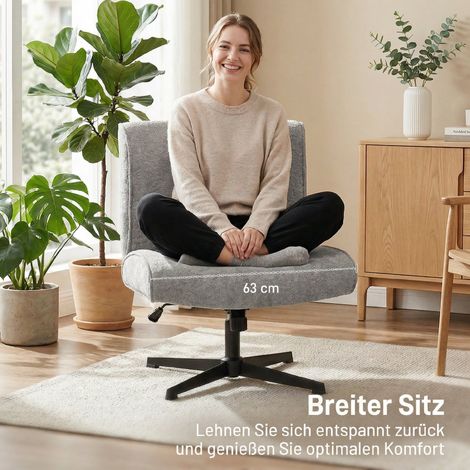 Fauteuil pivotant, lounge en velours réglable en hauteur pour salon, bureau, gris (1/5)