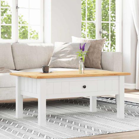 Maison Exclusive - Table basse Blanc 100x60x43,5 cm Pin massif Assortiment Panama (1/5)