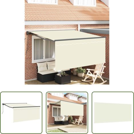 Store extérieur - Auvent Rétractable Crème 300 x 250 cm Polyester et Aluminium (1/5)