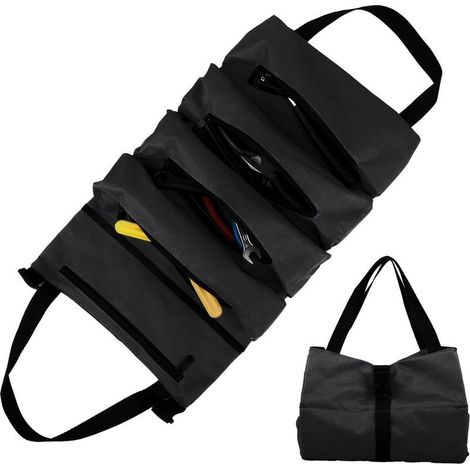 Sac À Outils Enroulable - Toile Robuste - 5 Poches Zippées - Pour Électriciens Plombiers Charpentiers - 1 Pièce (1/5)