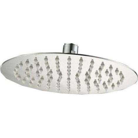 Cabezal de ducha redondo de alta presión de 15 cm en acero inoxidable 201 para una ducha confortable con baja presión de agua. Montaje en pared o techo (acabado cromado). -Crezuo