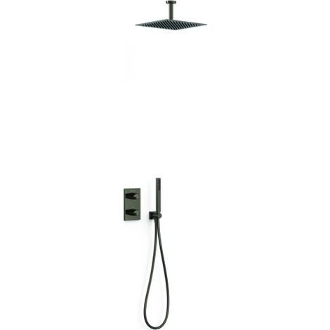 Kit robinet thermostatique encastré 2 voies pour douche Therm-box Noir Métallisé - TRES 21135003KM