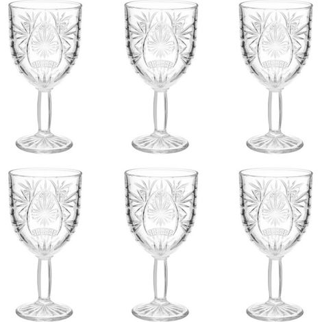 Lot de 6 verres à vin 29cl en verre transparent – Compatible lave-vaisselle – Design original – Dimensions D. 8,2 x H. 16,2 cm – Secret De Gourmet (1/2)
