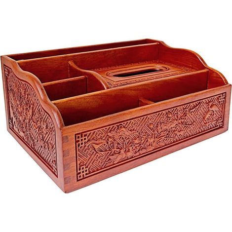 Handgefertigte Taschentuchbox aus Holz, multifunktionale Aufbewahrungsbox, Taschentuchbox aus geschnitztem Palisanderholz, multifunktionale Taschentuchbox für Büro und Wohnzimmer, Retro-Stil im chines