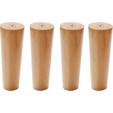 Pieds de meuble - 4 pièces - Pieds de table - Bois - Hauteur 15 cm - Doré - Pieds d'armoire en bois - Ferrures pour pieds de meuble - Avec accessoires de montage - Pour lits, meubles TV, armoires - Ch (1/5)