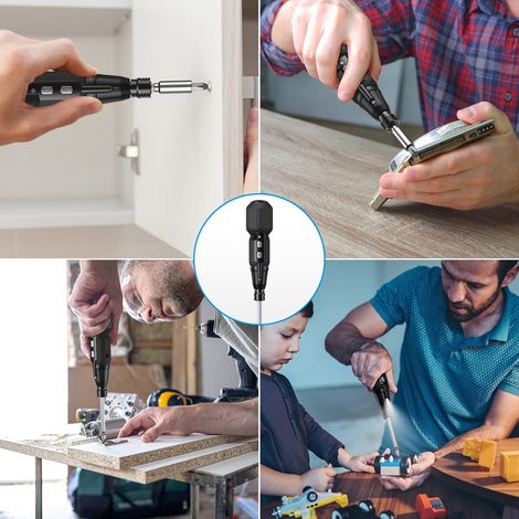 3,6-V-USB-Akku-Schraubendreher mit LED-Beleuchtung, manuell/automatisch, 900-mAh-Akku, 9 Bits, legierter Stahl, Schwarz – 2 Nm/10 Nm Power Kit (1/5)