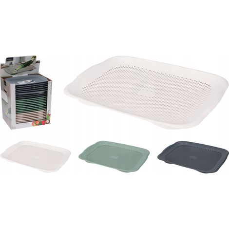 Tagliere e vassoio da portata in plastica con colino 36,5x27 cm 1 pz. (1/4)