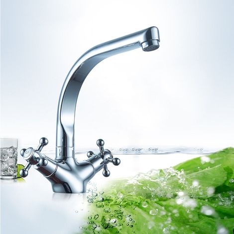 Zweigriff Waschtischarmatur Waschbecken Wasserhahn Bad Mischbatterie Messing Waschtisch Armatur Keramikventil Spültischmischer Spültisch für Bad & Küche (1/5)