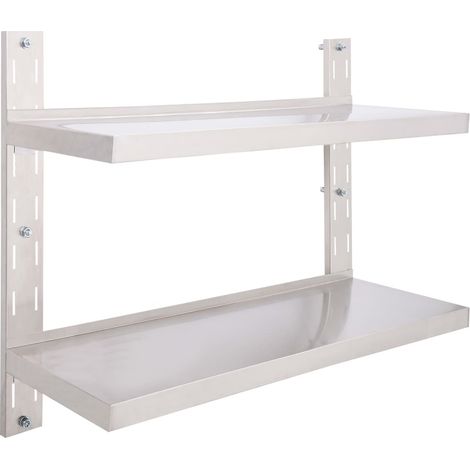 Vidaxl – Étagère murale 2 niveaux en acier inoxydable 100x30 cm – Charge maximale 40 kg – Installation facile avec matériel inclus (1/7)