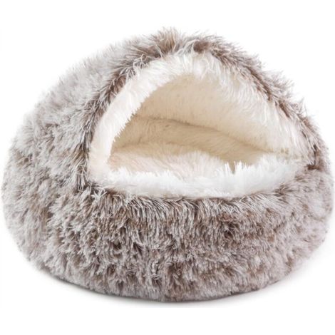 [NEVER USED] Cat bed, felt, warm round half-bag, curry color