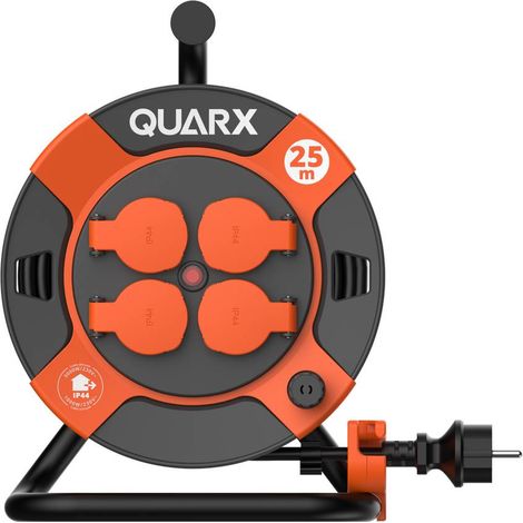 QUARX Enrouleur électrique Chantier H07RN-F 3G2,5mm2, 25 mètres