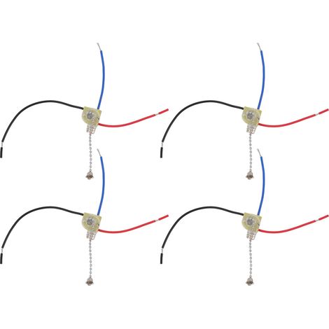 3-adriger Zugkettenschalter, 4er-Pack, Chrom, Kunststoff, Kupfer, 250 V/125 V, 30 mm Kopf, 60 mm Kabel, für Deckenventilatoren und Kronleuchter (1/5)