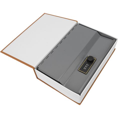 Coffre-fort livre de diversion, grand format, style dictionnaire, en acier inoxydable, avec serrure à combinaison pour pièces, cartes et documents, marron