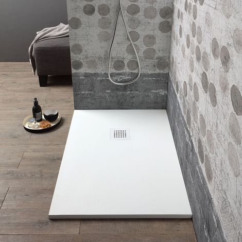 Duschwanne 120x70 aus weißem Resin.