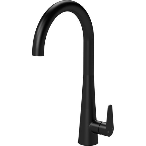Balterley Tatenhall Kitchen Mono Mixer Tap with Single Lever Handle, Curved Swivel Spout - Matt Black Finish (1/5)