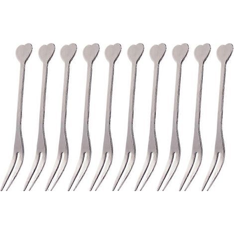 Set mit 10 herzförmigen Obstgabeln aus Edelstahl, ideal für Partys, Hotels, Karaoke und Bars. – M (1/3)