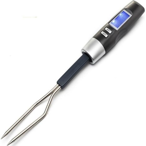 Sonda de temperatura de alimentos de acero inoxidable, tenedor para parrilla, termómetro digital electrónico con luz de fondo para líquidos, botellas de leche, horneado, aceite de cocina (1/4)