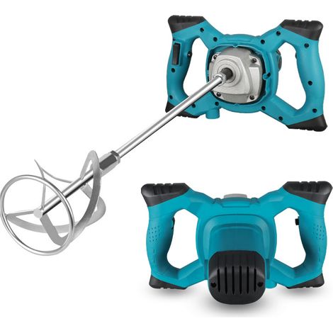Mélangeur électrique industriel portable 2400W, 6 vitesses, 0-1200tr/min, pour peinture, ciment, mortier et plâtre（vert） (1/5)