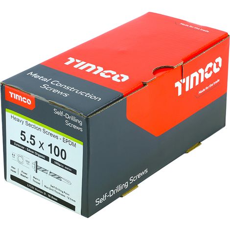 TIMco 5.5 x 100mm Hex Head Self Drilling Heavy Section TEK Screws With 16mm Washer Qty 100