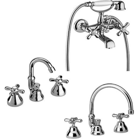 Pacchetto completo rinnovo rubinetteria bagno modello tre fori Paini Liberty LITLIB3CR (1/4)