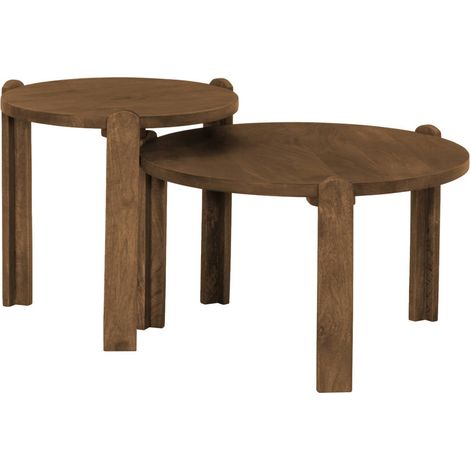 sweeek - 2er-Set runde Couchtische aus Mangoholz (1/5)