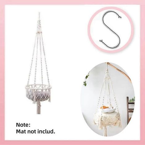 Hamac suspendu pour chat de style bohème - tapisserie en coton tissée à la main, idéale pour la décoration murale d'une chambre à coucher, coussin inclus. (1/5)