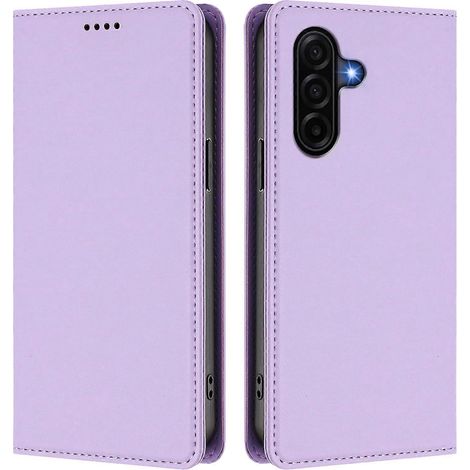 Pour Samsung Galaxy A57 5G Étui Portefeuille en Cuir Fermeture Magnétique Anti-RFID Housse de Téléphone - Violet Clair (1/5)