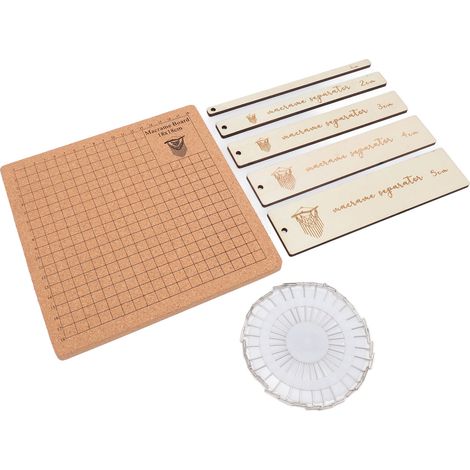 Makramee-Brett und Stecknadeln, doppelseitiges Raster, Makramee-Projektbrett mit 5 Linealen, 30 T-Nadeln zum Flechten von Armbändern, Makramee-Herstellung (1/5)