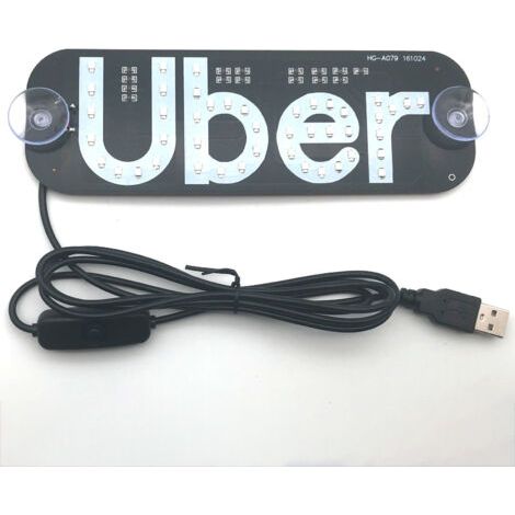 Letrero LED para taxi, verde claro, 6,3 x 19 cm, 3 W, de bajo consumo, para Uber, luz indicadora para ventana de coche con enchufe USB de encendido/apagado.