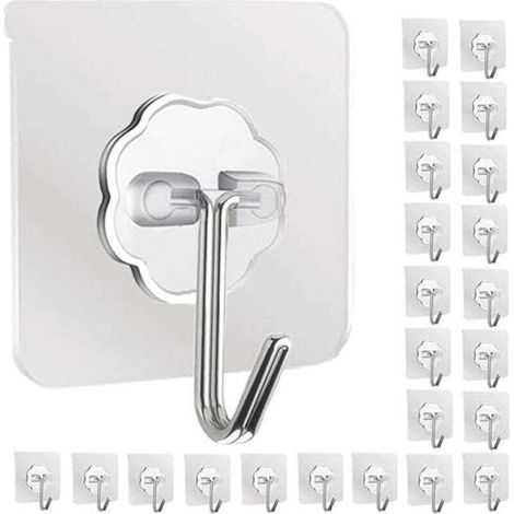 Küchenwand-Klebehaken, 24er-Pack, extra stark, 6 kg, nagelfrei, Edelstahl