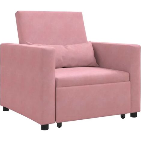 Lit escamotable une place sur roulettes, en velours rose clair. (1/5)