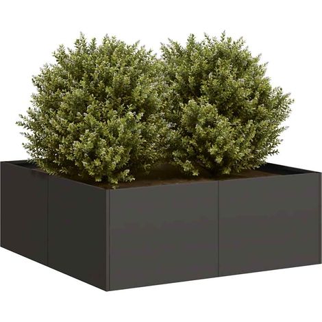Pflanzkübel Schwarz 80x80x30 cm Stahl